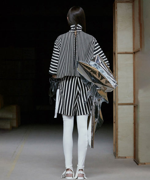 Striped Turtle-neck Top